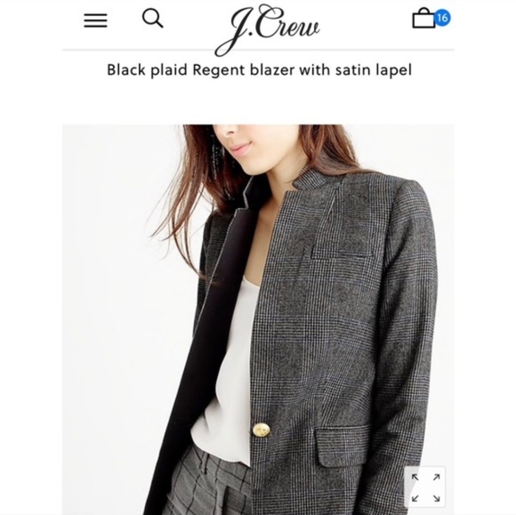 J. Crew Plaid Regent Wool Blazer Business Office Satin Jacket NEW Size 12 - Picture 2 of 12
